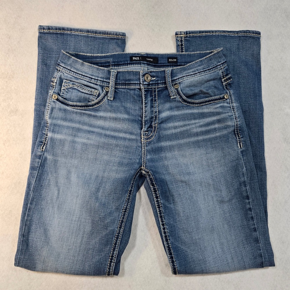 BKE Carter Straight Leg Jeans Mens 32x34 Medium Wash Stretch Denim AB520241